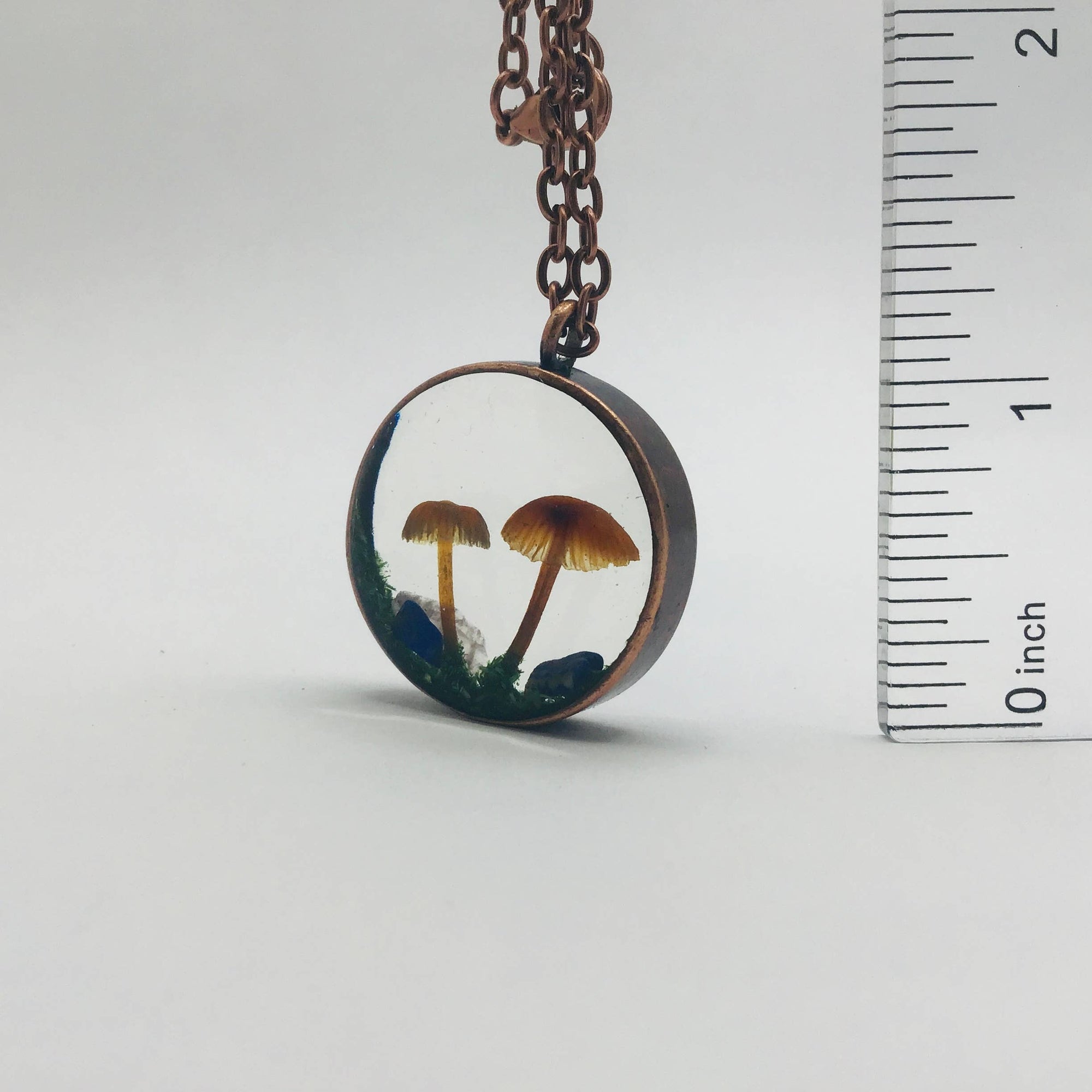 Real Mushroom Curiosity Charm Necklace · Copper