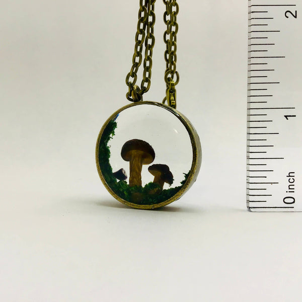 Real Mushroom Curiosity Charm Necklace • Bronze