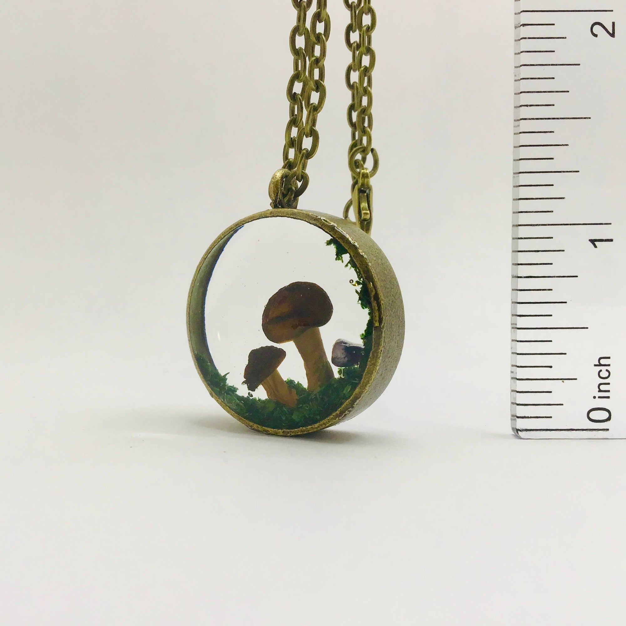 Real Mushroom Curiosity Charm Necklace • Bronze