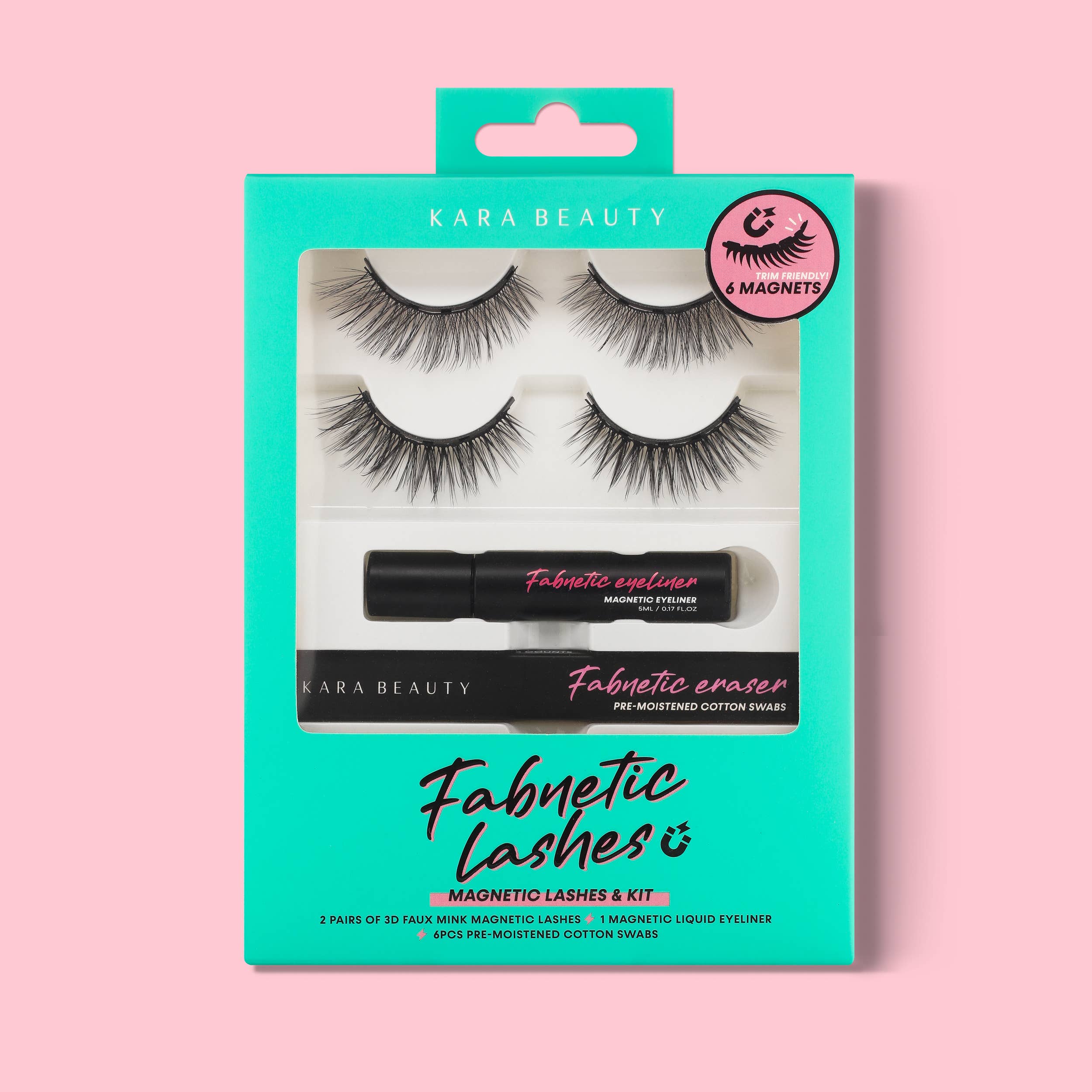 FABNETIC 3D Faux Mink Magnetic Eyelashes Kit - 6 Magnets