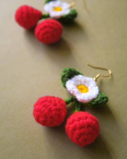 Crochet Cherry Earrings