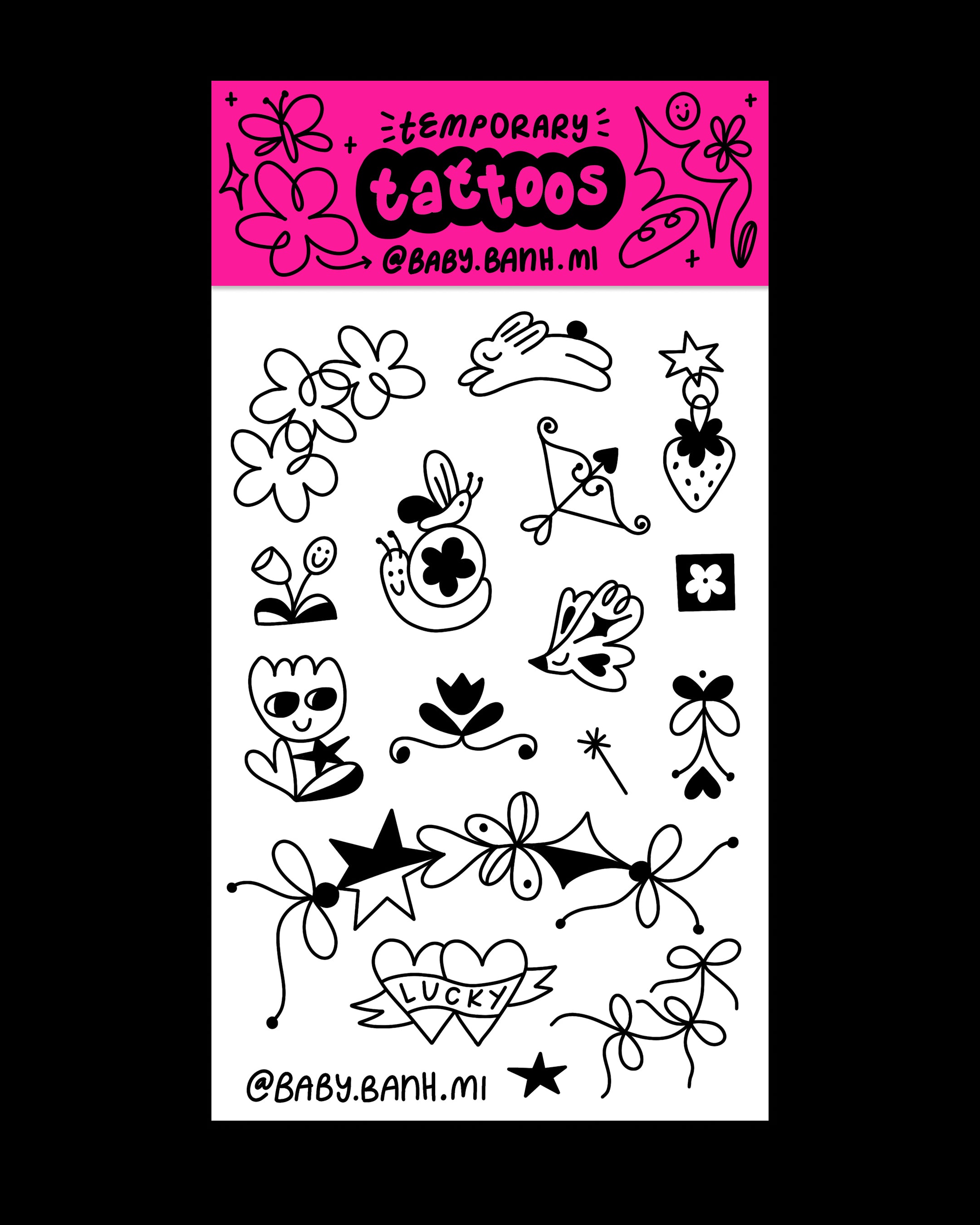 Baby Banh Mi Temporary Tattoo Sheet
