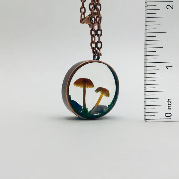 Real Mushroom Curiosity Charm Necklace · Copper