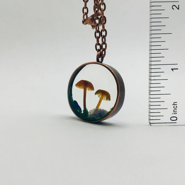 Real Mushroom Curiosity Charm Necklace · Copper