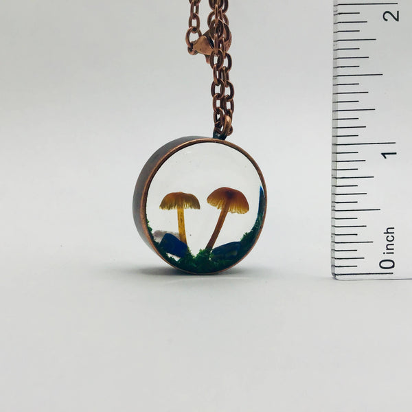 Real Mushroom Curiosity Charm Necklace · Copper