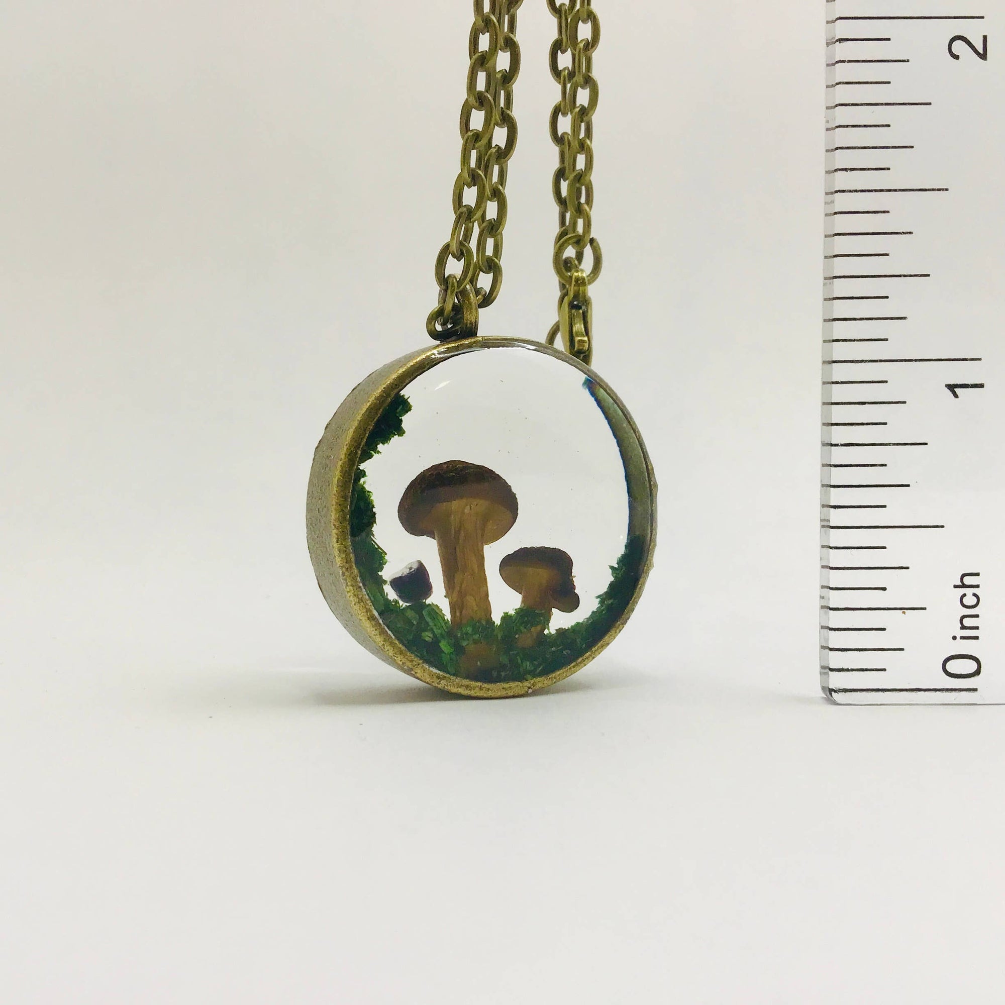 Real Mushroom Curiosity Charm Necklace • Bronze