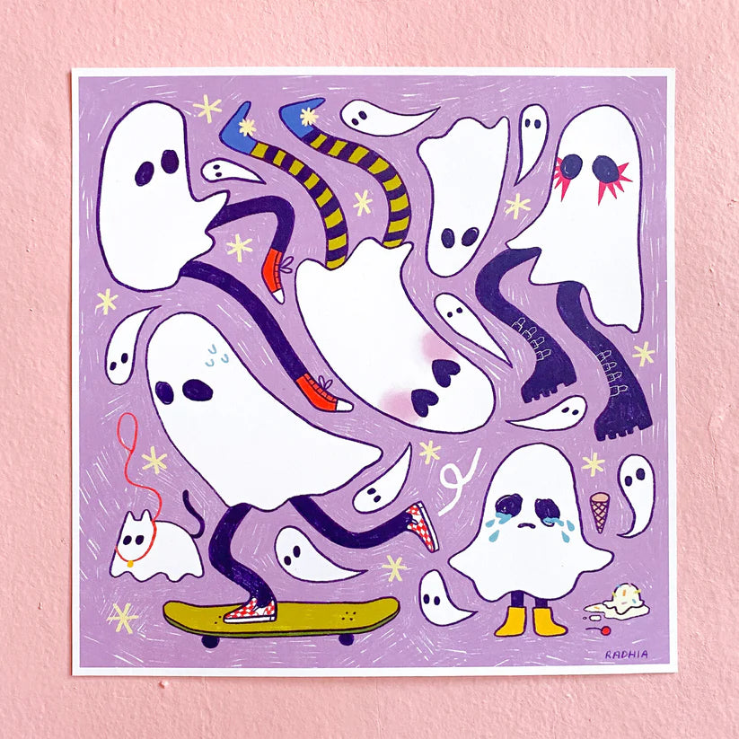 Ghostie Friends Print By Radhia Rahman